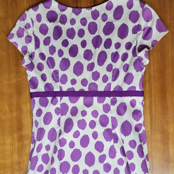 Boden Purple Polka Dot Empire Waist Scoop Neck Dress - 6R - Picture 7 of 12